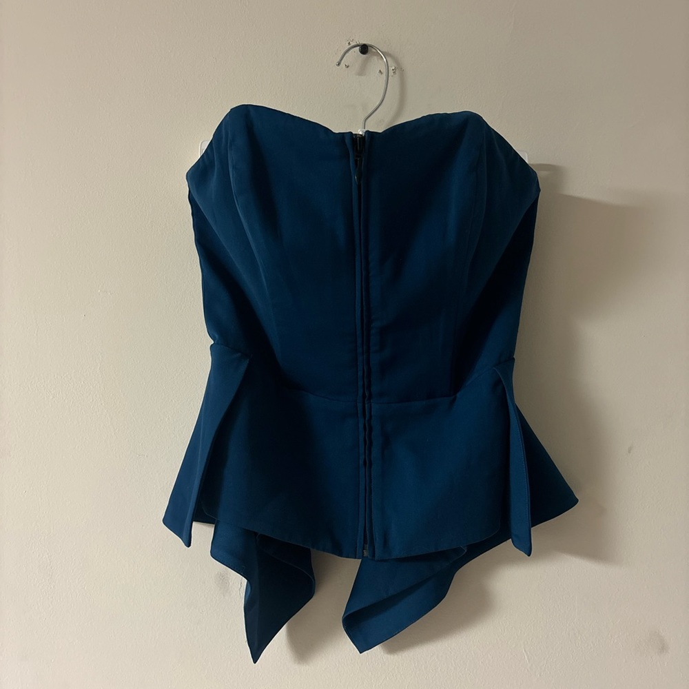 Guess by Marciano Strapless Peplum Top Size 0 Blue Structured Bustier